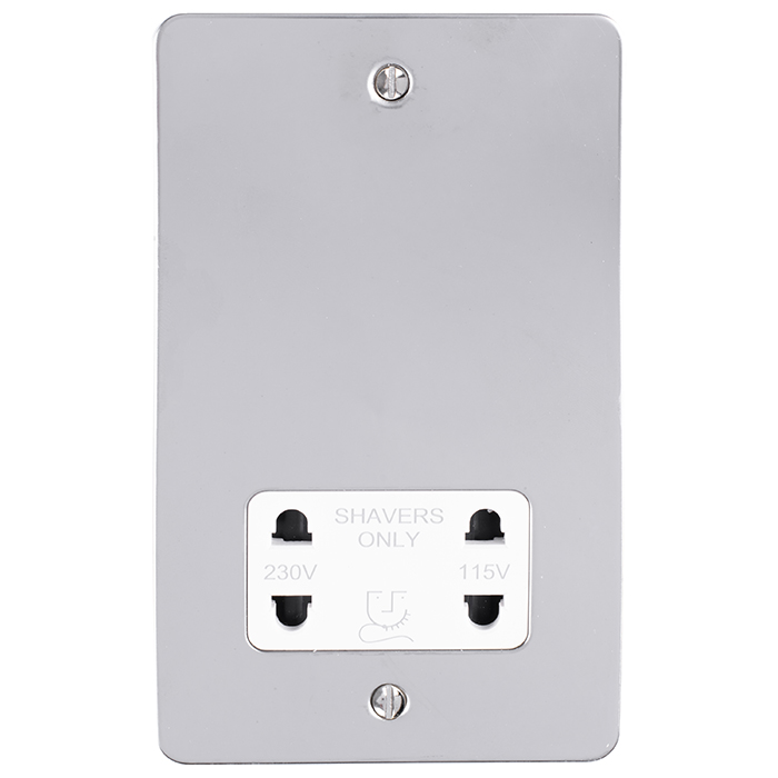 Eurolite Pssshsw Dual Voltage Shaver Socket Round Edge Polished Stainless Steel Plate White Interior