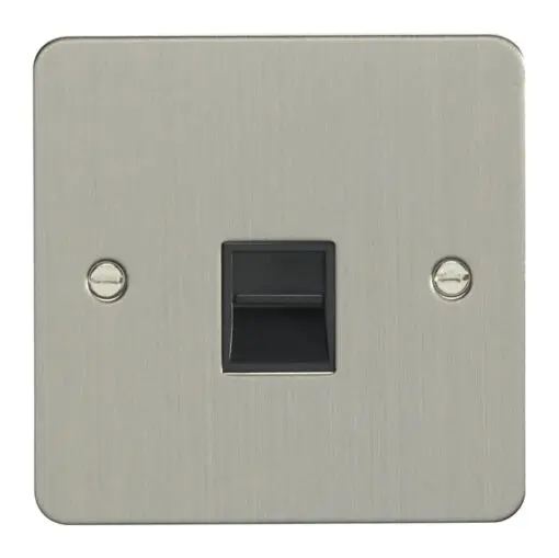 Eurolite Efsss1Mb 1 Gang Master Telephone Socket Enhance Flat Satin Stainless Steel Plate Black Interior