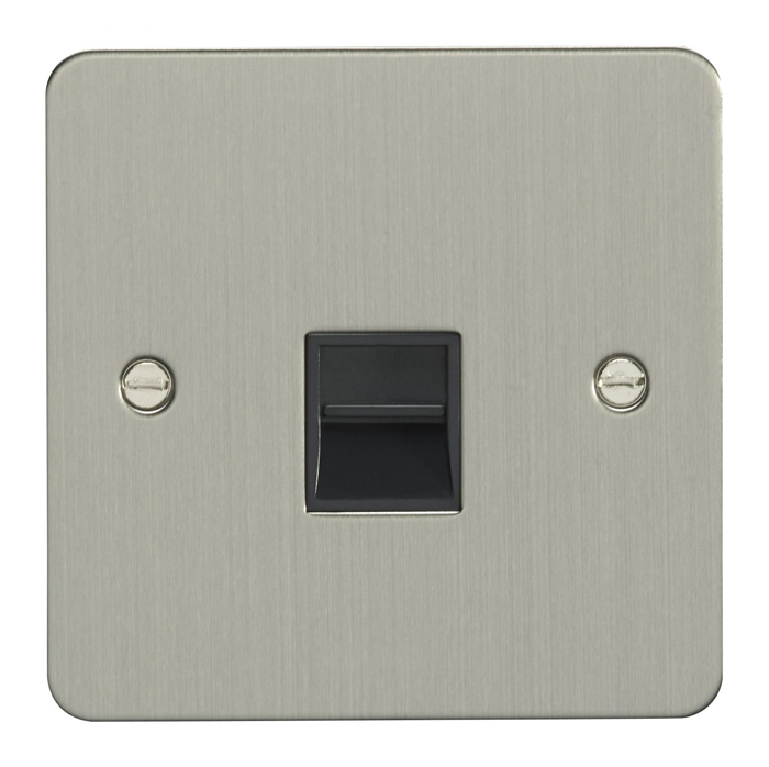 Eurolite Efsss1Mb 1 Gang Master Telephone Socket Enhance Flat Satin Stainless Steel Plate Black Interior