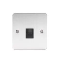 Eurolite Efsss1Slb 1 Gang Slave Telephone Socket Enhance Flat Satin Straionless Steel Plate Black Interior