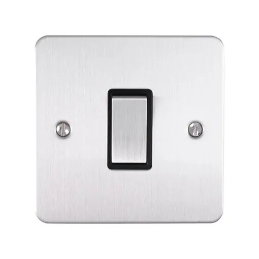 Eurolite Efsss1Swssb 1 Gang 10Amp 2Way Switch Enhance Flat Satin Stainless Steel Plate Matching Rocker Black Trim