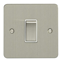 Eurolite Efsss1Swssw 1 Gang 10Amp 2Way Switch Enhance Flat Satin Stainless Steel Plate Matching Rocker White Trim