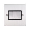 Eurolite Efsss3Swssb 3 Gang 10Amp 2Way Switch Enhance Flat Satin Stainless Steel Plate Matching Rockers Black Trim