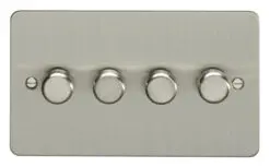 Eurolite Efsss4D400 4 Gang 400W Push On Off 2Way Dimmer Switch Enhance Flat Satin Stainless Steel Plate Matching Knobs