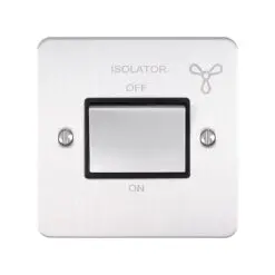 Eurolite Efsssfswssb 10Amp Fan Isolator Switch Enhance Flat Satin Stainless Steel Plate Matching Rocker Black Trim