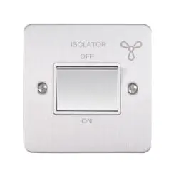 Eurolite Efsssfswssw 10Amp Fan Isolator Switch Enhance Flat Satin Stainless Steel Plate Matching Rocker White Trim