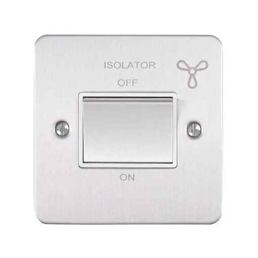 Eurolite Efsssfswssw 10Amp Fan Isolator Switch Enhance Flat Satin Stainless Steel Plate Matching Rocker White Trim