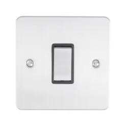 Eurolite Efsssintssb 1 Gang 10Amp Intermediate Switch Enhance Flat Satin Stainless Steel Plate Matching Rocker Black Trim