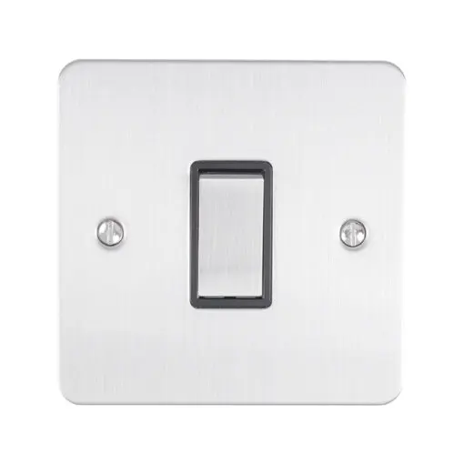 Eurolite Efsssintssb 1 Gang 10Amp Intermediate Switch Enhance Flat Satin Stainless Steel Plate Matching Rocker Black Trim