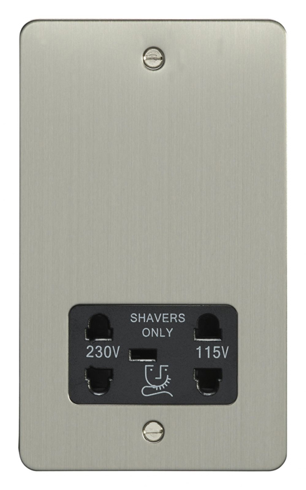 Eurolite Efsssshsb Dual Voltage Shaver Socket Enhance Flat Satin Stainless Steel Plate Black Interior