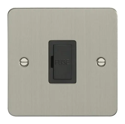 Eurolite Efsssuswfssb 13Amp Unswitched Fuse Spur Enhance Flat Satin Stainless Steel Plate Matching Black Trim