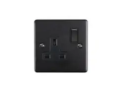 Eurolite En1Sombb 1 Gang 13Amp Dp Switched Socket Matt Black Enhance Range Black Trim