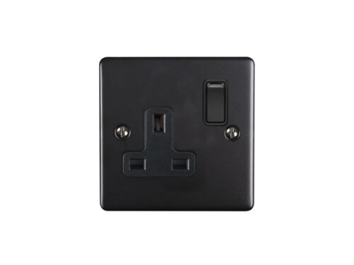 Eurolite En1Sombb 1 Gang 13Amp Dp Switched Socket Matt Black Enhance Range Black Trim