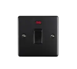 Eurolite En20Aswnmbb 1 Gang 20Amp Dp Switch With Neon Matt Black Enhance Range Black Trim