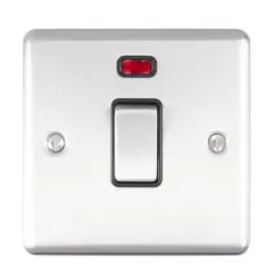 Eurolite En20Aswnssb 1 Gang 20Amp Dp Switch With Neon Satin Enhance Range Black Trim