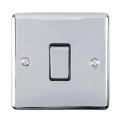 Eurolite En20Aswpcb 1 Gang 20Amp Dp Switch Polished Chrome Enhance Range Black Trim