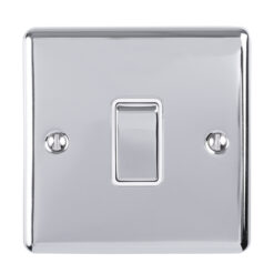 Eurolite En20Aswpcw 1 Gang 20Amp Dp Switch Polished Chrome Enhance Range White Trim