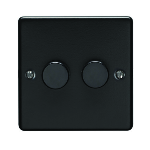 Eurolite En2Dledmbb 2 Gang 400W/Led 2Way Dimmer Switch Matt Black Enhance Range