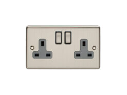 Eurolite En2Sossg 2 Gang 13Amp Dp Switched Socket Satin Enhance Range Grey Trim