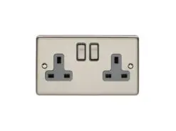 Eurolite En2Sossg 2 Gang 13Amp Dp Switched Socket Satin Enhance Range Grey Trim