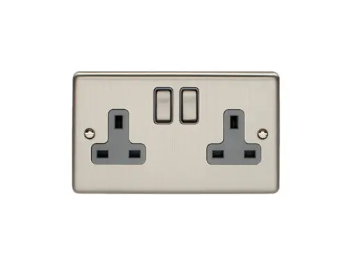 Eurolite En2Sossg 2 Gang 13Amp Dp Switched Socket Satin Enhance Range Grey Trim