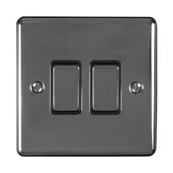 Eurolite En2Swbnb 2 Gang 10Amp 2Way Switch Black Nickel Enhance Range Black Trim