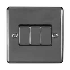 Eurolite En3Swbnb 3 Gang 10Amp 2Way Switch Black Nickel Enhance Range Black Trim