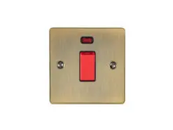 Eurolite En45Aswnsabb 1 Gang 45Amp Dp Switch With Neon Antiqueenhance Range Black Trim