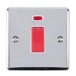 Eurolite En45Aswnspcw 1 Gang 45Amp Dp Switch With Neon Polished Chrome Enhance Range White Trim