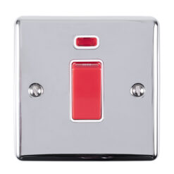 Eurolite En45Aswnspcg 1 Gang 45Amp Dp Switch With Neon Polished Chrome Enhance Range Grey Trim