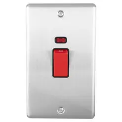 Eurolite En45Aswnssb 45Amp Dp Switch With Neon Vertical Satin Enhance Range Black Trim