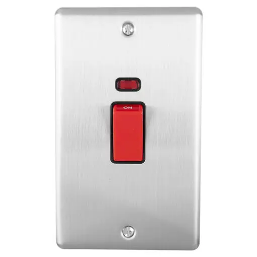 Eurolite En45Aswnssb 45Amp Dp Switch With Neon Vertical Satin Enhance Range Black Trim