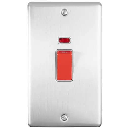 Eurolite En45Aswnssg 45Amp Dp Switch With Neon Vertical Satin Enhance Range Grey Trim