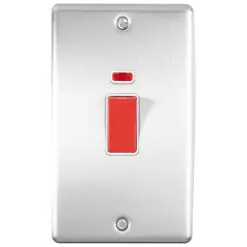 Eurolite En45Aswnssw 45Amp Dp Switch With Neon Vertical Satin Enhance Range White Trim