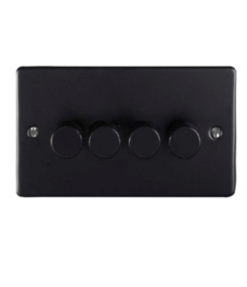 Eurolite En4Dledmbb 4 Gang 400W/Led 2Way Dimmer Switch Matt Black Enhance Range