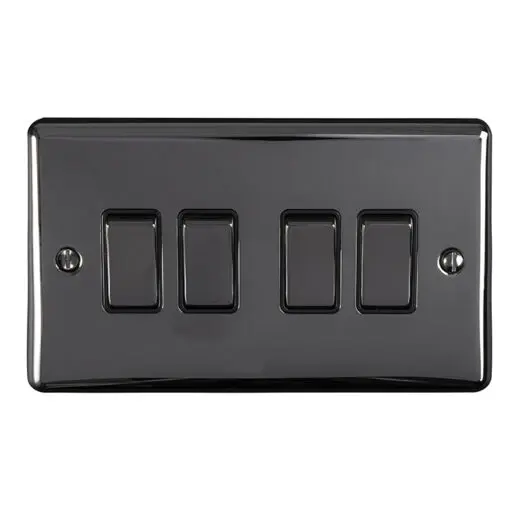 Eurolite En4Swbnb 4 Gang 10Amp 2Way Switch Black Nickel Enhance Range Black Trim