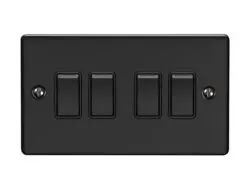 Eurolite En4Swmbb 4 Gang 10Amp 2Way Switch Matt Black Enhance Range Black Trim