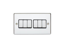 Eurolite En6Swpcb 6 Gang 10Amp 2Way Switch Polished Chrome Enhance Range Black Trim