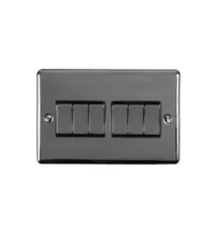 Eurolite En6Swpcg 6 Gang 10Amp 2Way Switch Polished Chrome Enhance Range Grey Trim