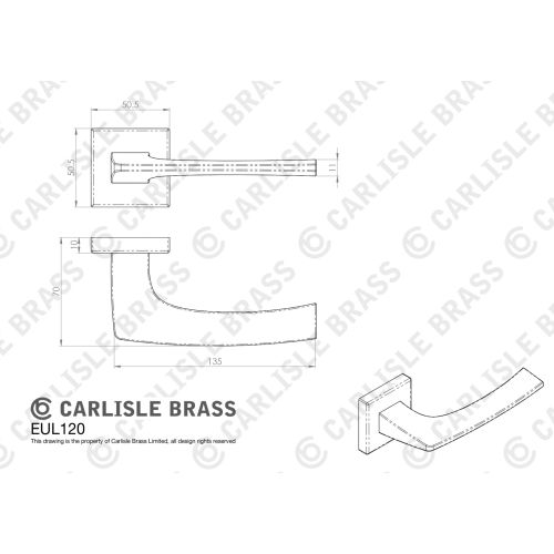 Carlisle Brass Katana Door Handle On Concealed Square Rose - Satin Chrome EUL120SC