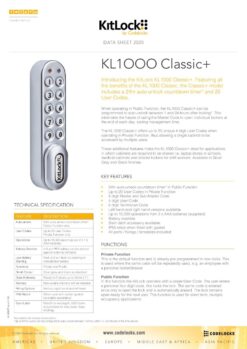 CODELOCKS KL1000 Plus Electronic Kitlock Cabinet Lock Silver Grey