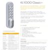 CODELOCKS KL1000 Plus Lock Silver Grey c/w Plastic Slam Latch