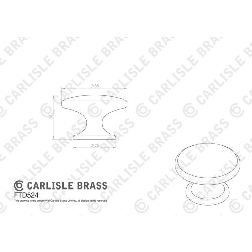 Carlisle Brass FTD524SGM Oxford Knob 32mm 32mm Gun Metal