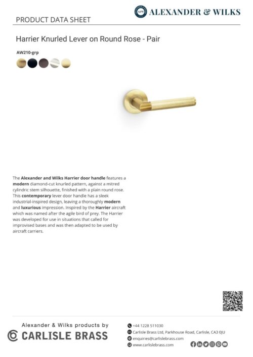 Alexander And Wilks Harrier Lever Knurled On 50X6mm Rose Matt Black AW210BL