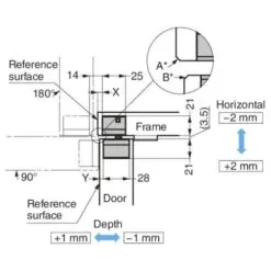 SUGASTSUNE HES3D-H120-36 3-Way Adjustable Concealed Hinge Centre Door Mortise Champagne Gold