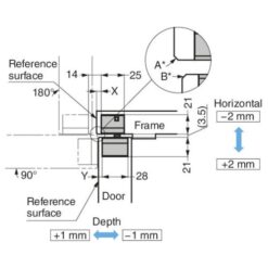 SUGASTSUNE HES3D-H120-36 3-Way Adjustable Concealed Hinge Centre Door Mortise Black