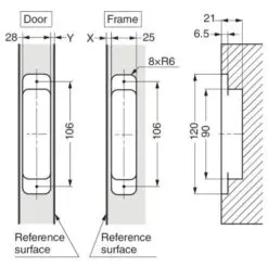 SUGASTSUNE HES3D-H120-36 3-Way Adjustable Concealed Hinge Centre Door Mortise Champagne Gold