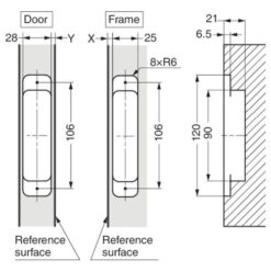 SUGASTSUNE HES3D-H120-36 3-Way Adjustable Concealed Hinge Centre Door Mortise Black