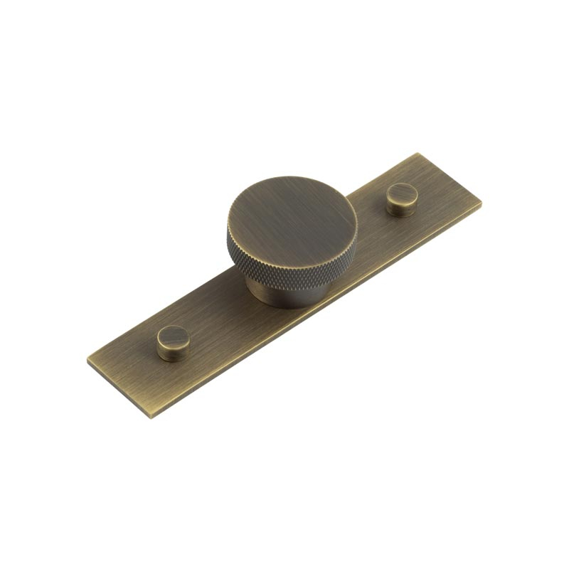 Wenlock Cupboard Knobs 40mm Plain Backplate Antique Brass