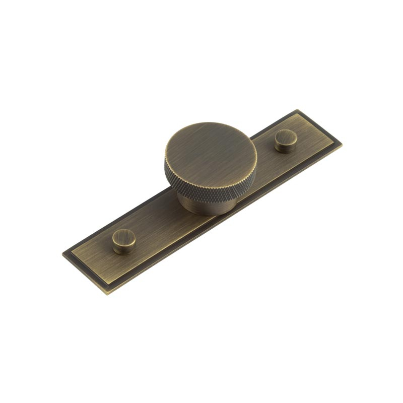 Wenlock Cupboard Knobs 40mm Stepped Backplate Antique Brass